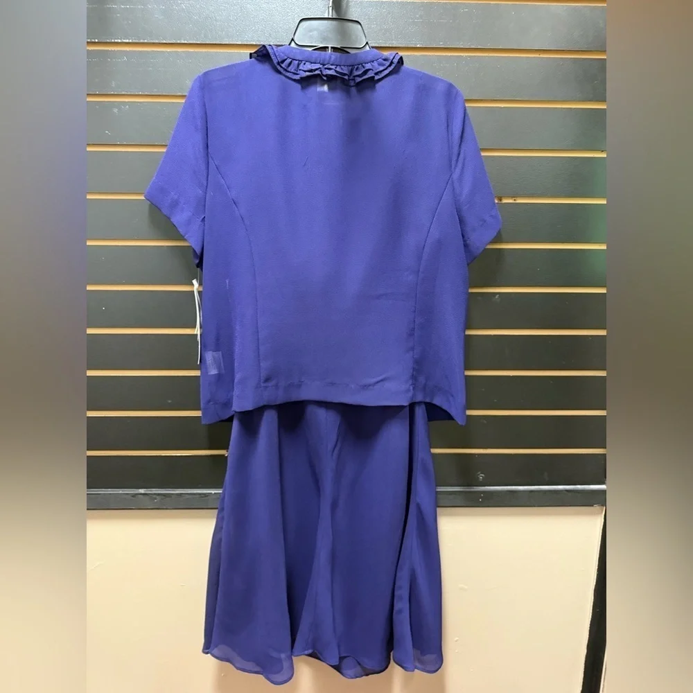 NWT Danny & Nicole Purple Ruffle Trim Dress & Jacket Set Size 14